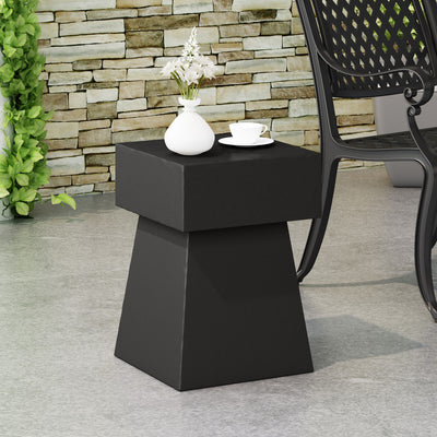 Outdoor Side Table, Patio End Table - Black
