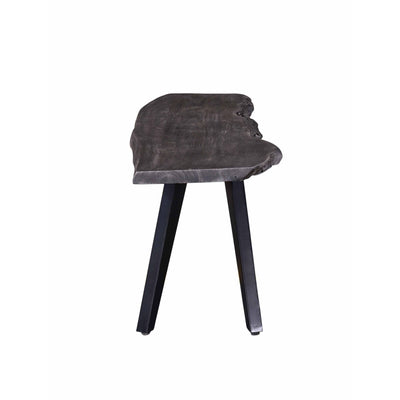 Modern Acacia Wood Dining Bench, Live Edge Design Accent Bench With Iron Legs - Black / Gray