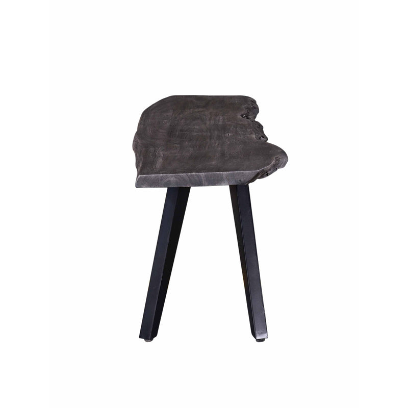 Modern Acacia Wood Dining Bench, Live Edge Design Accent Bench With Iron Legs - Black / Gray