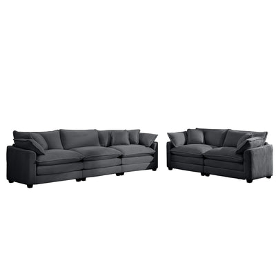 Elegant Corduroy Oversized Sectional Sofa Set With Deep Seats And Flexible Layout