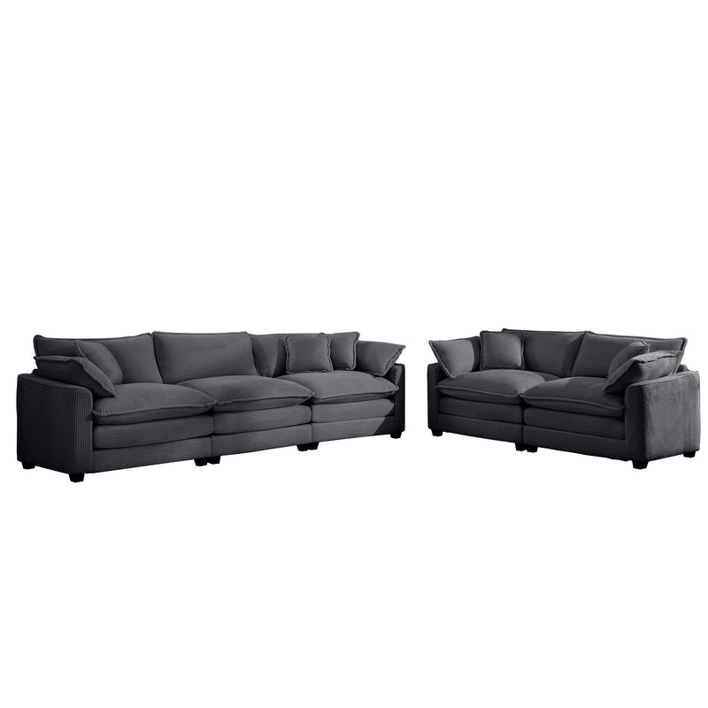 Elegant Corduroy Oversized Sectional Sofa Set With Deep Seats And Flexible Layout