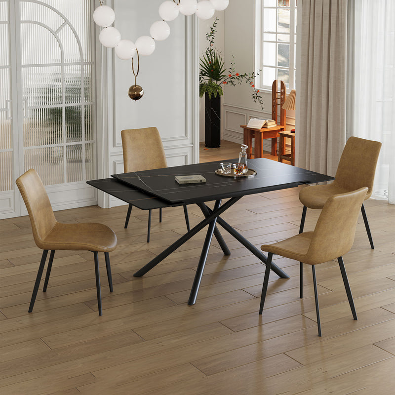 Retractable Sintered Stone Dining Table Set With Chairs