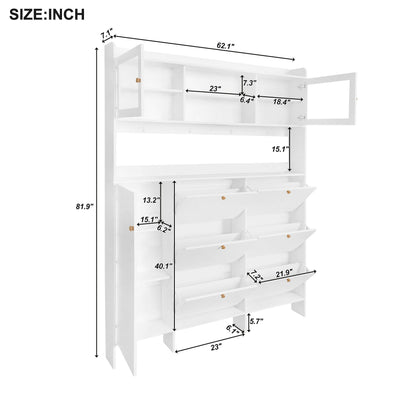 On Trend Multifunctional Tipping Bucket Shoe Cabinet With Storage Shelf & 6 Flip Drawers