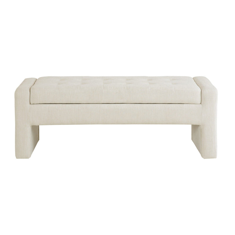 Elegant Soft Close Storage Bench Polyester Upholstery - Cream