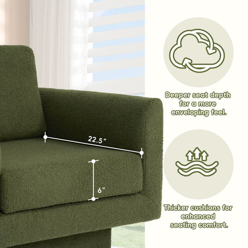 360° Modern Swivel Accent Chair Round Armchair, Thick Padded Single Lounge Sofa Upholstered Comfy