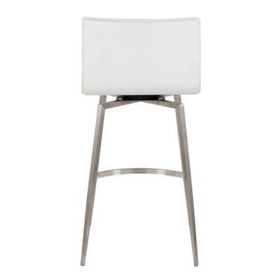 Mara - Upholstered Contemporary Fixed Height Counter Stool With Swivel (Set of 2) - White