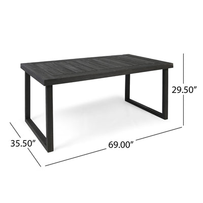 Outdoor Acacia Wood Dining Table, Sandblast Finish