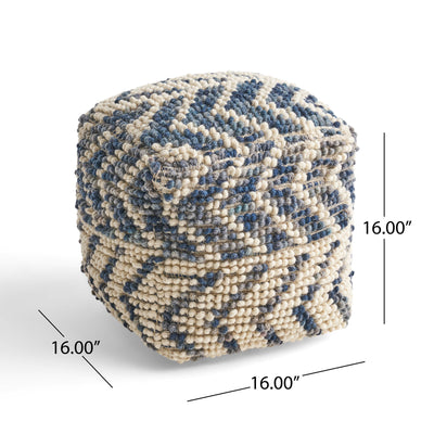 Alina - Wool And Cotton Pouf - Natural