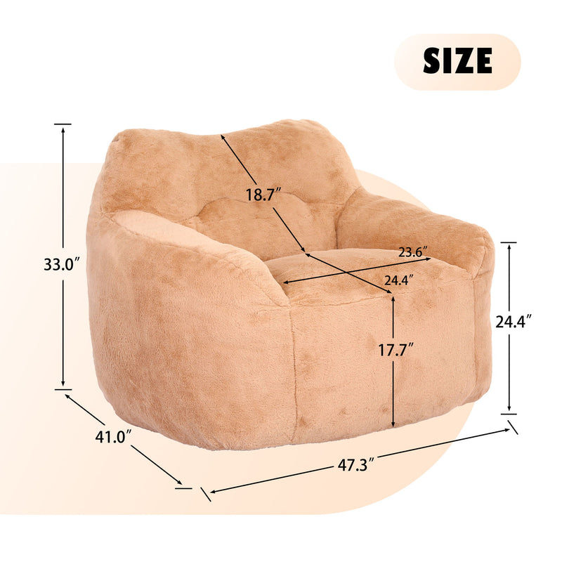 Beanbag Sofa Chair With Armrests Stuffed High Density Foam