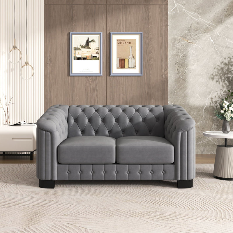 Upholstered Loveseat Sofa With Thick Removable Seat Cushion