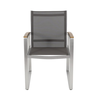 Poetic - Outdoor Dining Chair With Faux Wood Arms And Aluminum Frame (Set of 2) - Gray