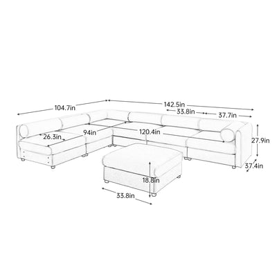Modern Modular Sectional Sofa With Storag, Contemporary Cylindrical Design