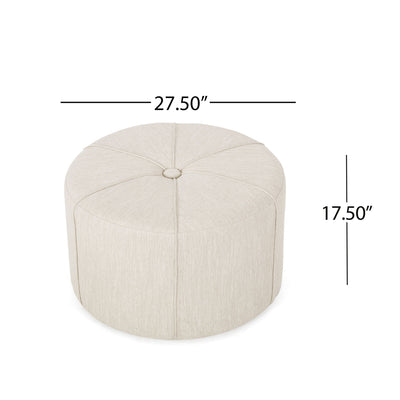 Contemporary Ottoman With Tonal Piping And Button Tuft Design
