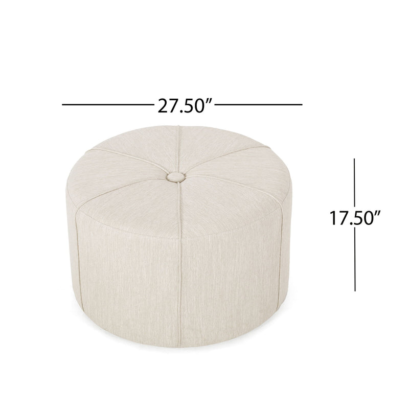 Contemporary Ottoman With Tonal Piping And Button Tuft Design