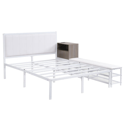 Platform Bed With 2 Tier Storage Shelves, Storage Cabinet