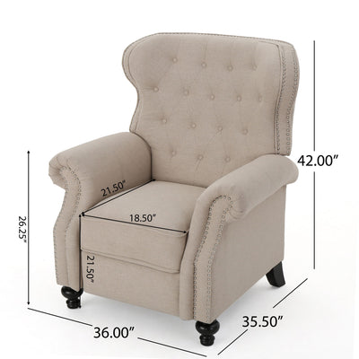 Contemporary Style Push Back Recliner With Button Tufted Stitching And Nailhead Trim