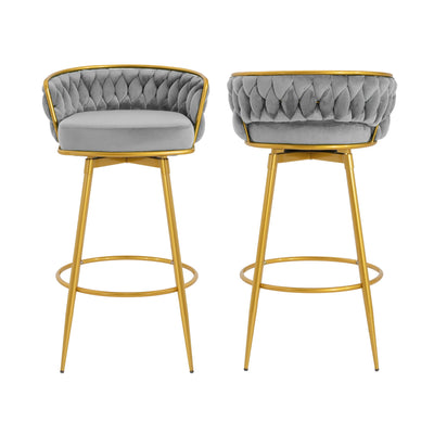 Modern Low Back Upholstered Counter Height Bar Stools (Set of 2)