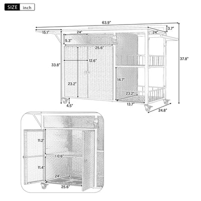 Outdoor Kitchen Island With Storage, Cooking Station, Grill Cart, Foldable Tabletop, And Bottle Opener - Dark Brown