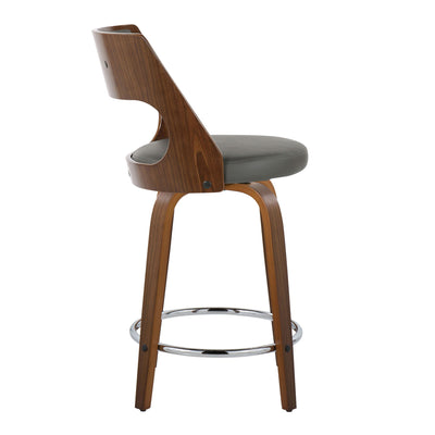 Cecina - Mid-Century Modern Fixed Height Counter Stool With Swivel And Round Footrest (Set of 2)