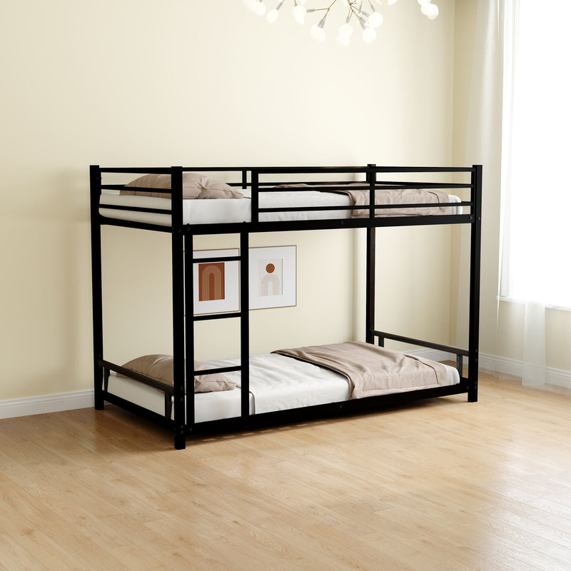 Bunk Bed With Noise Reduction And Safety Guardrail