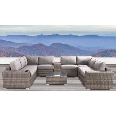 Modern Patio Rattan Sectional Set With Cushions