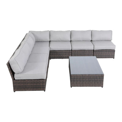 Comfortable Modern Patio Rattan Sectional Set With Cushions