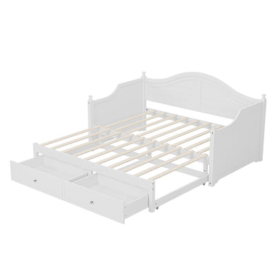 Daybed With Extendable Trundle And Storage Drawers