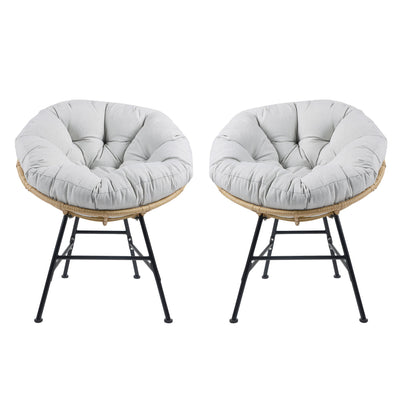 Palos - Outdoor Wicker Lounge Chair (Set of 2) - Brown / Light Gray