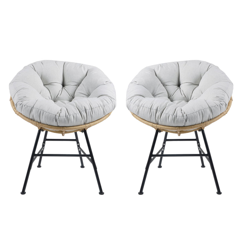 Palos - Outdoor Wicker Lounge Chair (Set of 2) - Brown / Light Gray