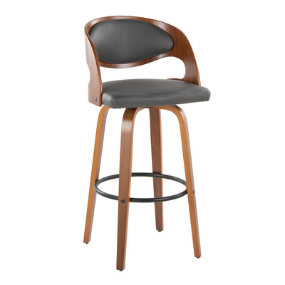 Pino - Mid Century Modern Fixed Height Barstool With Swivel & Round Footrest (Set of 2)