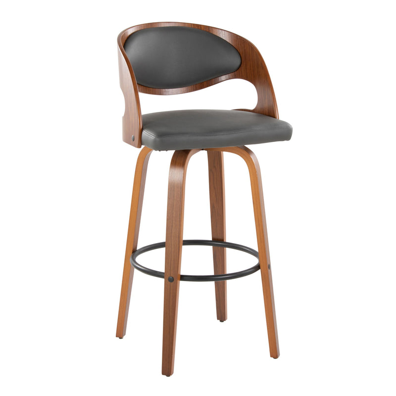 Pino - Mid Century Modern Fixed Height Barstool With Swivel & Round Footrest (Set of 2)