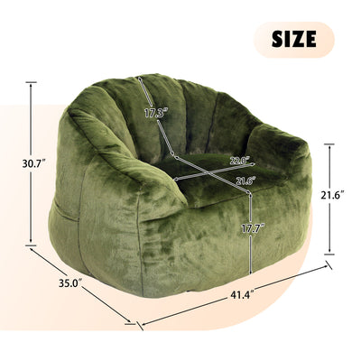 Beanbag Chair, Beanbag Sofa Chair With Armrests Stuffed High Density Foam