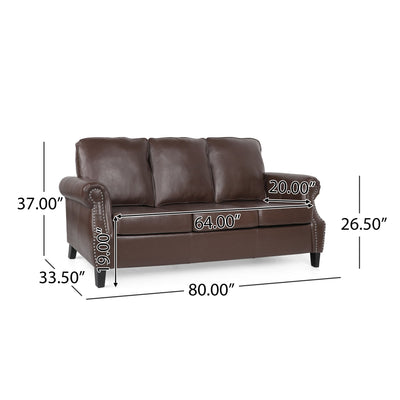 Contemporary 3 Seater Sofa With Nailhead Trim