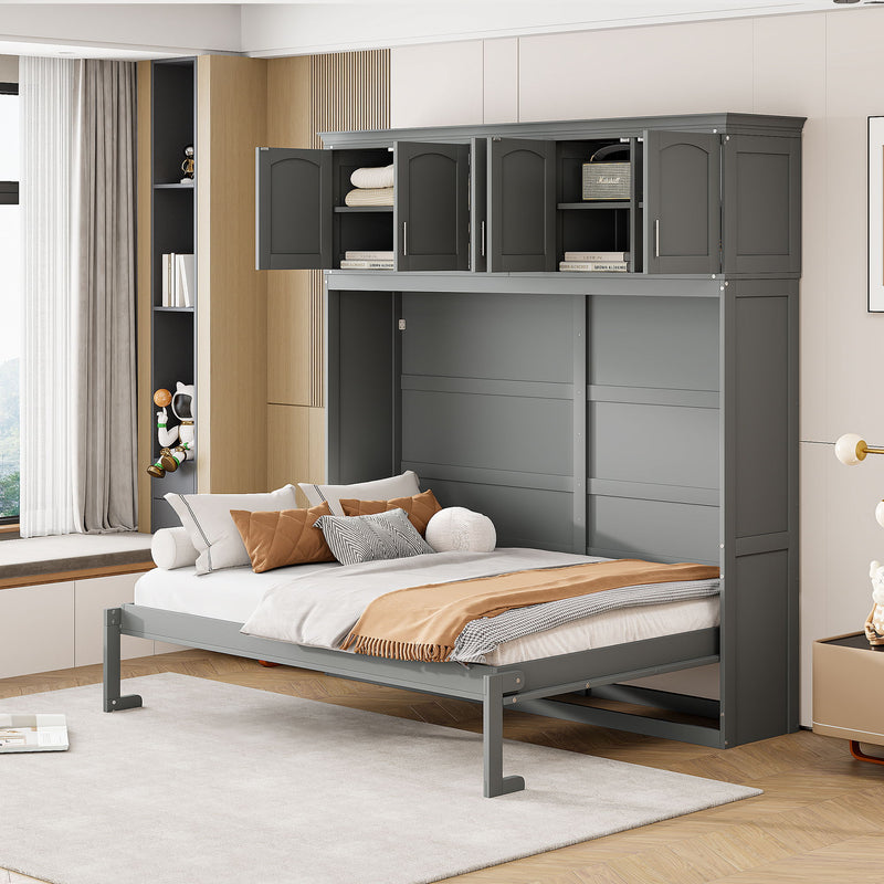 Murphy Modern Bed With Top Cabinets For Space Saving And Comfort