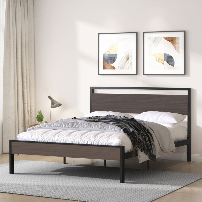 Ceres - Metal Bed With Wood Headboard & Footboard