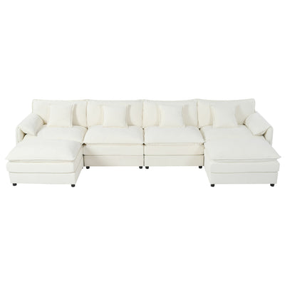 Modern Comfy Deep Seat Modular Sectional Sofa Cloud Couch With Ottoman