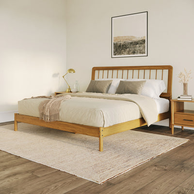 King Spindle Bed Mid Century Modern - Caramel