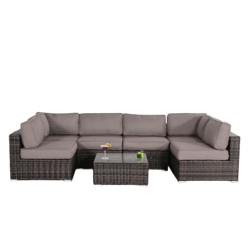 Seating Set With Cushions Handcrafted Wicker Design