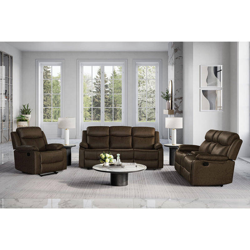 Brenda - Console Reclining Loveseat With Manual Recline Function - Brown