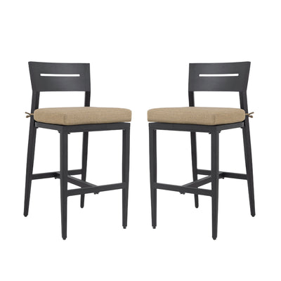 Modern Outdoor Bar Stools With Backrest And Footrest (Set of 2)