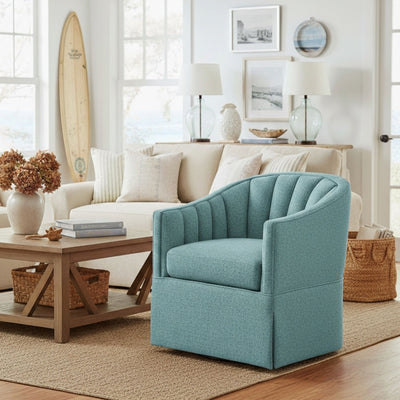 Solitude - Skirted Swivel Accent Chair With Hemp Like