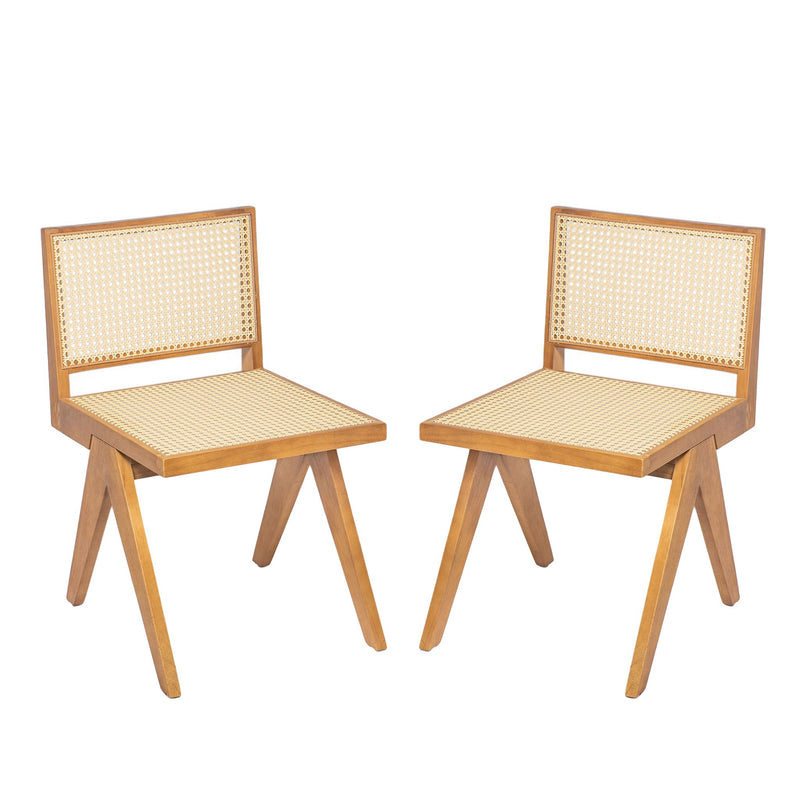 Chandigarh Dining Room Chairs With Natural Rattan (Set of 2)