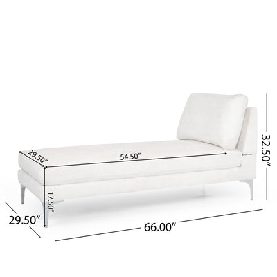 Fabric Upholstered Chaise Lounge With Iron Bracket Legs