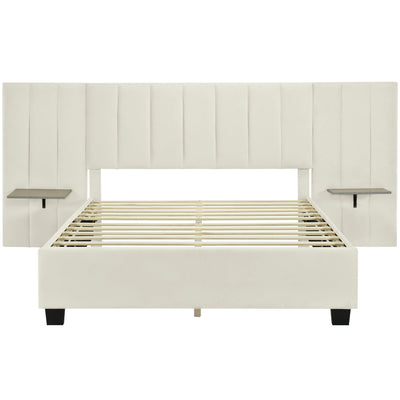 Upholstered Platform Bed With Big Headboard