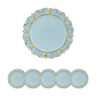 Plastic Charger Plate (Set of 6) - Blue / Gold