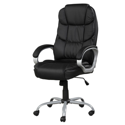 Upholstered Office Chair, Adjustable Height Swivel Chair - Black