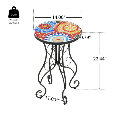 Colorful Outdoor Side Table With Ceramic Tile Top