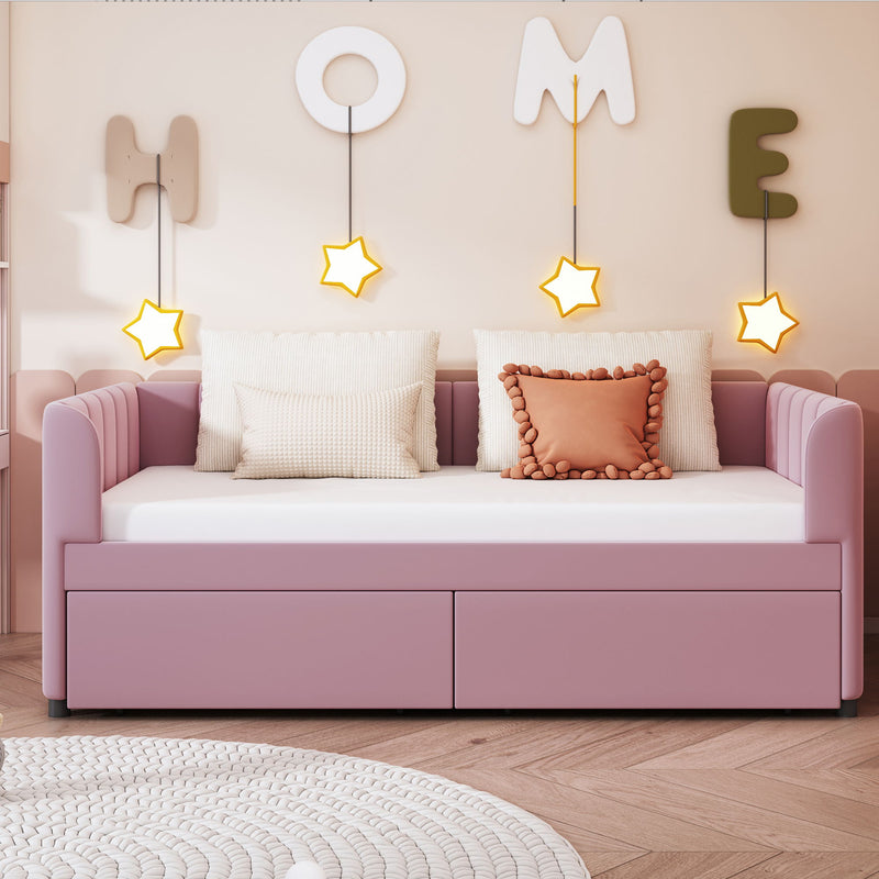 Upholstered Daybed With Ergonomic Design Backrest