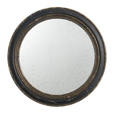 Circle Wall Mirror With Wooden Frame, Antique Classic Accent Mirror, For Living Room - Black