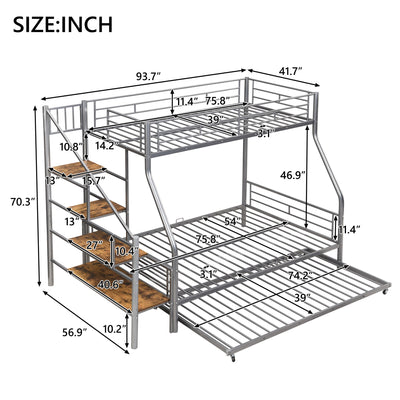 Metal Bunk Bed With Trundle And Storage Staircase